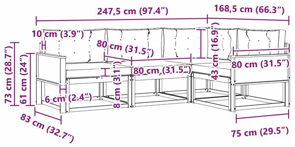 VidaXL Kültéri kanapé szett 4 pcs Természetes és Világosszürke