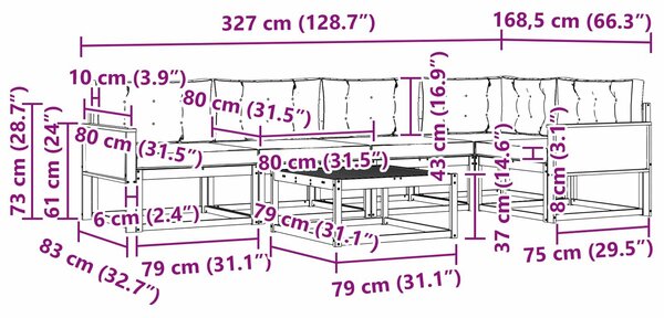 VidaXL Kültéri kanapé szett párnával 6 pcs Természetes és krémszínű