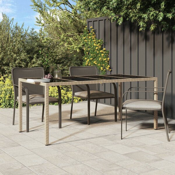 VidaXL Kerti Étkezőasztal Bézs 190 x 90 x 75 cm Poli rattan