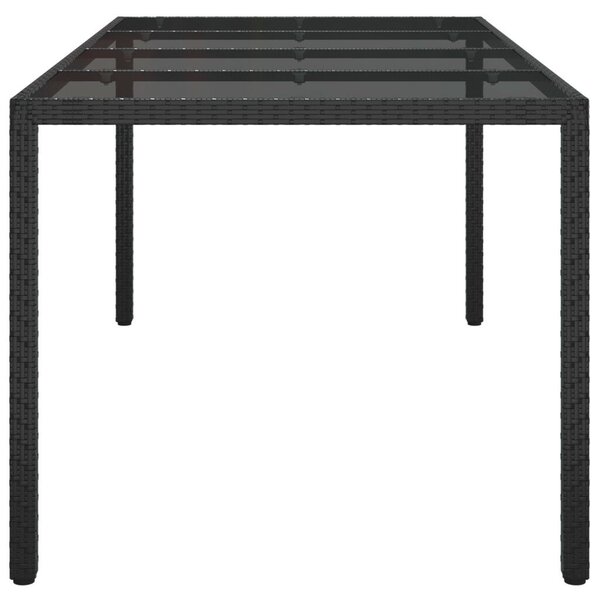 VidaXL Kerti Étkezőasztal Fekete 190 x 90 x 75 cm Poli rattan