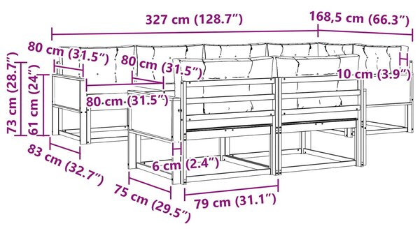 VidaXL Kültéri kanapé szett párnával 7 pcs Természetes és bézs