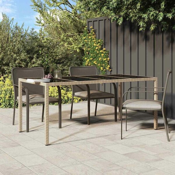 VidaXL Kerti Étkezőasztal Bézs 190 x 90 x 75 cm Poli rattan