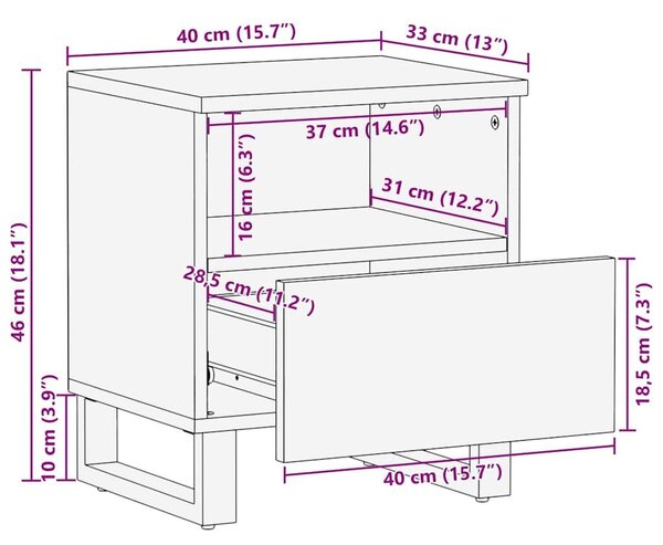 VidaXL Éjjeliszekrény 2 pcs Dió 40 x 33 x 46 cm Szerelt Fa
