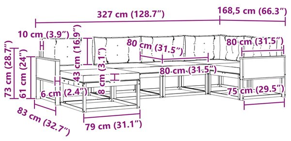 VidaXL Kültéri kanapé szett 6 pcs Természetes és bézs