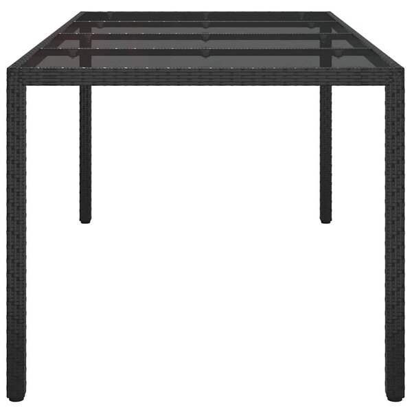 VidaXL Kerti Étkezőasztal Fekete 190 x 90 x 75 cm Poli rattan