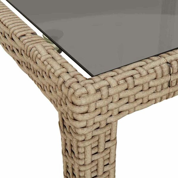 VidaXL Kerti Étkezőasztal Bézs 190 x 90 x 75 cm Poli rattan