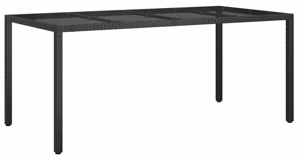 VidaXL Kerti Étkezőasztal Fekete 190 x 90 x 75 cm Poli rattan