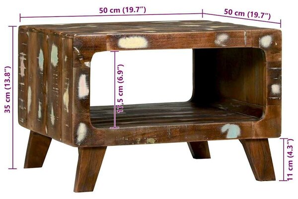 VidaXL Dohányzóasztal 50 x 50 x 35 cm tömör újrahasznosított fa