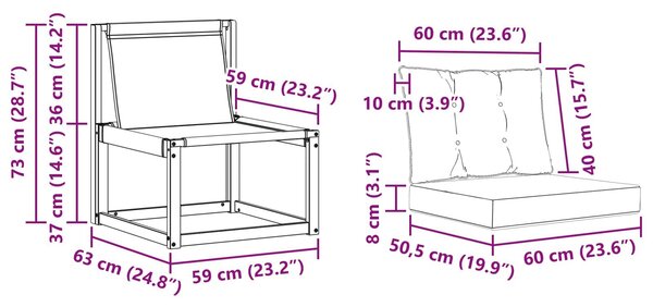 VidaXL Kültéri kanapé szett párnával 3 pcs Természetes és bézs
