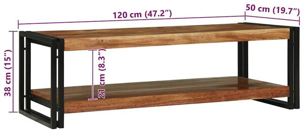 VidaXL Dohányzóasztal Barna 120 x 50 x 38 cm Tömör Akácfa