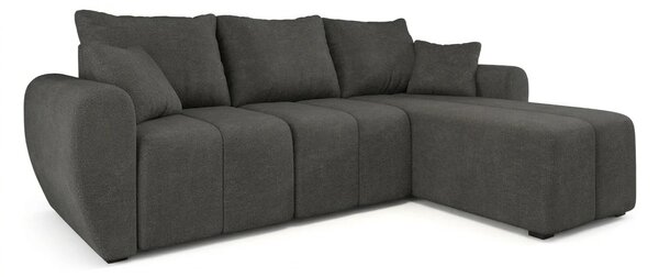 SEVIO L alakú kihúzható sarokkanapé, 246x145 cm, sötétszürke, univerzális + 2 párna INGYEN
