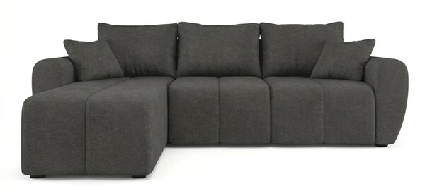 SEVIO L alakú kihúzható sarokkanapé, 246x145 cm, sötétszürke, univerzális + 2 párna INGYEN