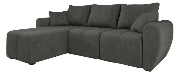SEVIO L alakú kihúzható sarokkanapé, 246x145 cm, sötétszürke, univerzális + 2 párna INGYEN