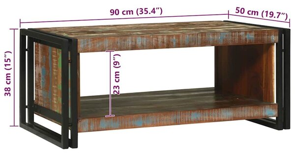 VidaXL Dohányzóasztal Barna 90 x 50 x 38 cm tömör újrahasznosított fa