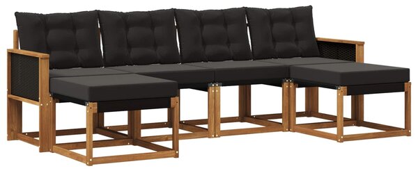 VidaXL Kültéri kanapé szett párnával 6 pcs Természetes és Fekete