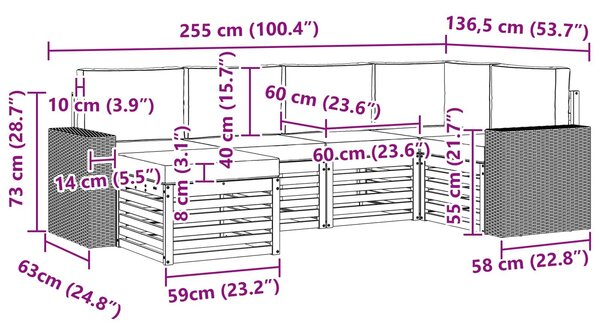 VidaXL Szegmentált kanapé szett 6 pcs Természetes és krémszínű