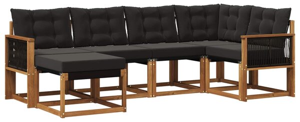 VidaXL Kültéri kanapé szett párnával 6 pcs Természetes és Fekete