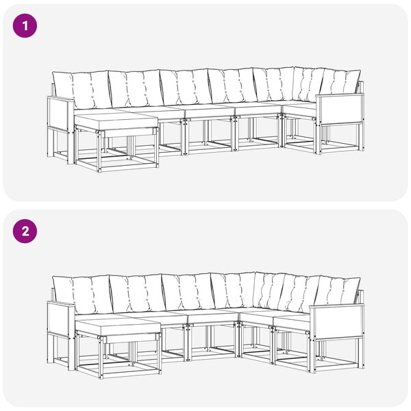 VidaXL Kültéri kanapé szett párnával 7 pcs Természetes és krémszínű