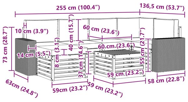 VidaXL Szegmentált kanapé szett 7 pcs Természetes és krémszínű