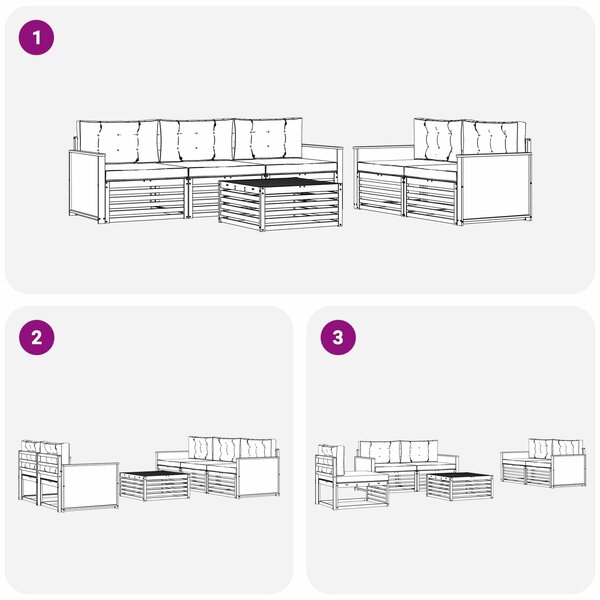 VidaXL Kültéri kanapé szett párnával 6 pcs Természetes és antracit