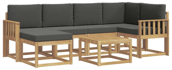 VidaXL Kültéri kanapé szett 7 pcs Fehér és Antracitszürke Tömör Akácfa