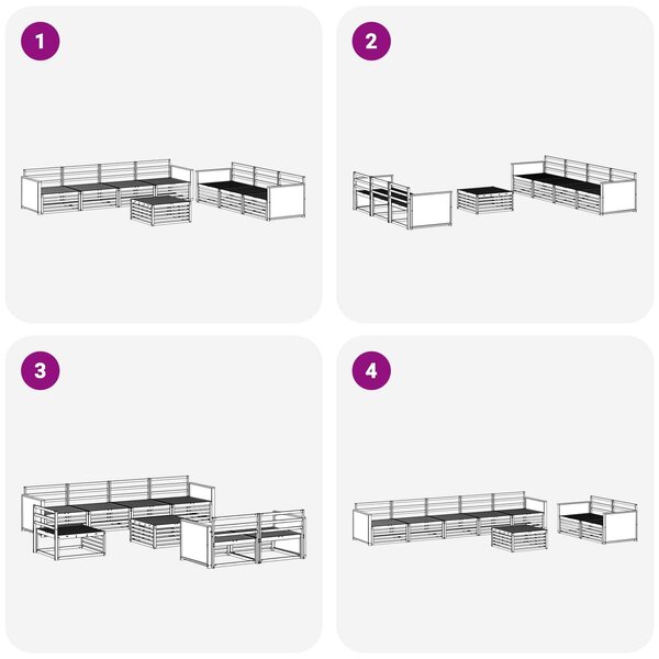 VidaXL Kültéri kanapé szett 8 pcs Természetes Tömör Akácfa