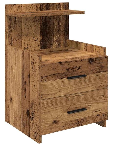 VidaXL 2 db-os 2 fiókos éjjeliszekrény régi fából 40 x 36,5 x 62 cm