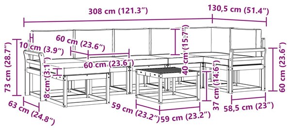 VidaXL Kültéri kanapé szett 8 pcs Fehér és Antracitszürke Poliészter