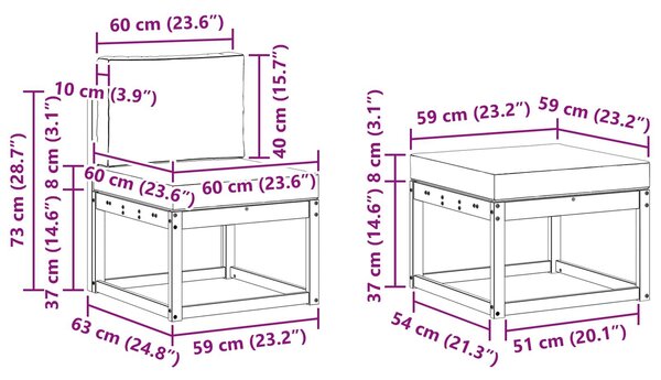 VidaXL Kültéri kanapé szett párnával 4 pcs Természetes