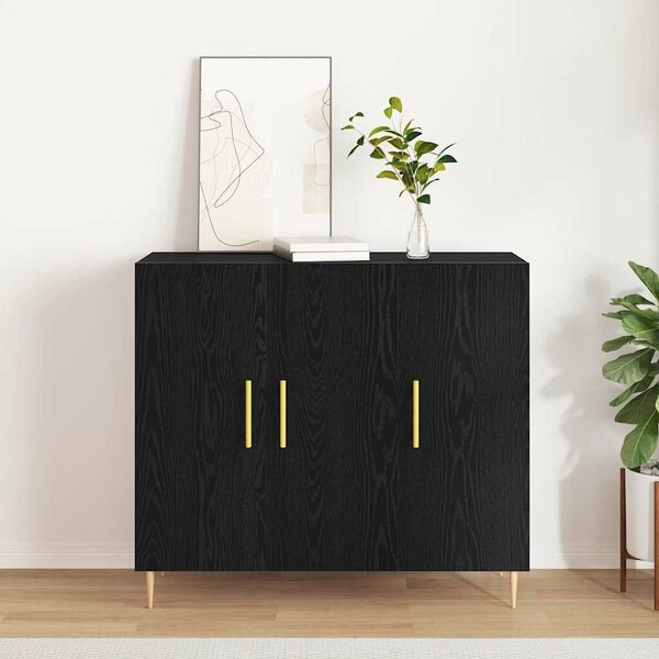 VidaXL Széf Fekete tölgy 90 x 34 x 80 cm Szerelt Fa