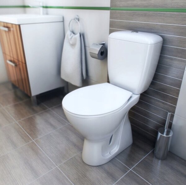 Cersanit Cascade, kombi WC öblítéssel 3 / 6l, függőleges hulladék + ülőke polipropilénnel, fehér, K100-207