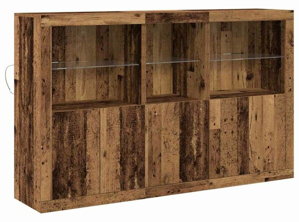 VidaXL Széf LED -es lámpákkal Régi fa 162 x 37 x 100 cm Faanyag