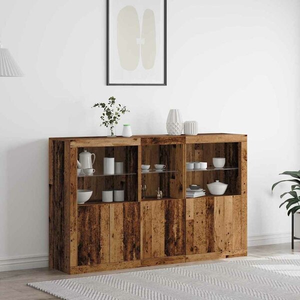VidaXL Széf LED -es lámpákkal Régi fa 162 x 37 x 100 cm Faanyag