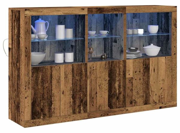 VidaXL Széf LED -es lámpákkal Régi fa 162 x 37 x 100 cm Faanyag