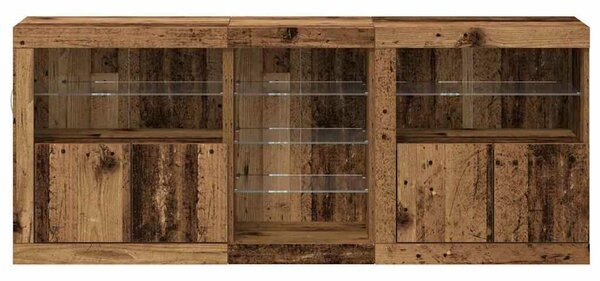 VidaXL LED tálaló Öreg fa 162 x 37 x 67 cm Szerelt Fa