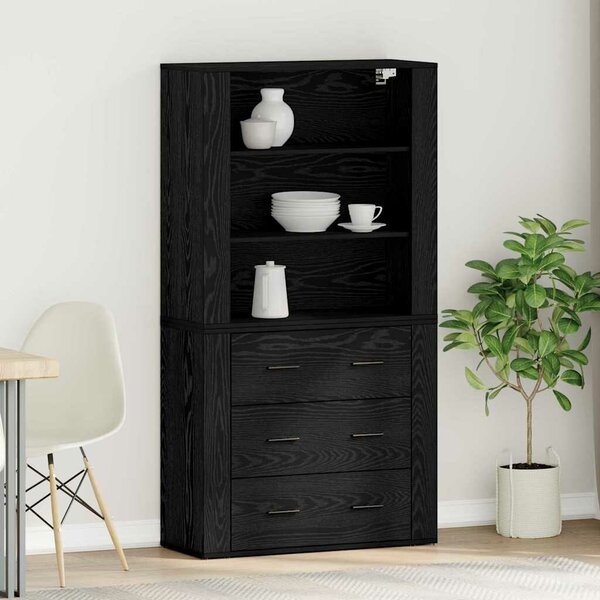 VidaXL Magasfiú Fekete tölgy 80 x 33 x 150 cm Szerelt Fa