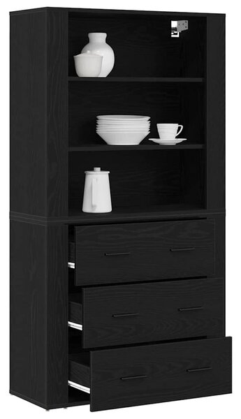 VidaXL Magasfiú Fekete tölgy 80 x 33 x 150 cm Szerelt Fa