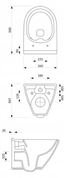 Cersanit Mille Plus CleanOn, függő WC csésze ülőke nélkül, fehér, K675-007