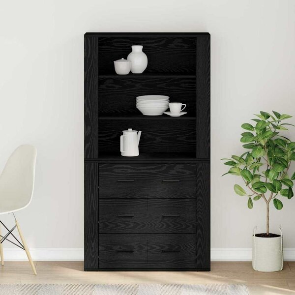 VidaXL Magasfiú Fekete tölgy 80 x 33 x 150 cm Szerelt Fa