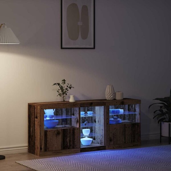 VidaXL LED tálaló Öreg fa 162 x 37 x 67 cm Szerelt Fa