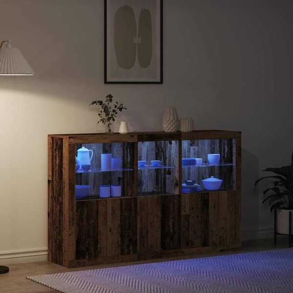 VidaXL Széf LED -es lámpákkal Régi fa 162 x 37 x 100 cm Faanyag