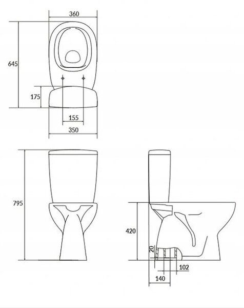 Cersanit ARTECO - WC kombi + antibakteriális ülőke lassan záródó funkcióval, függőleges hulladék, K667-074