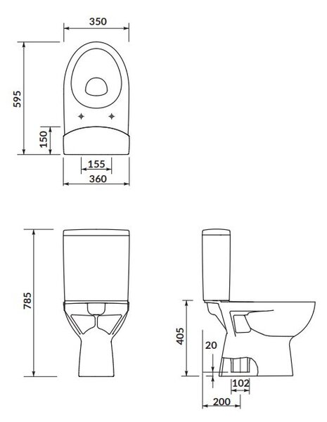 Cersanit PARVA - WC kombi + antibakteriális ülőke lassan záródó funkcióval, függőleges hulladék, K27-004