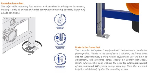Cersanit City, System50 PNEU süllyesztett keret + függő WC csésze City Square CleanOn + króm gomb Circle, S701-776