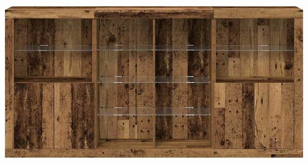 VidaXL Széf LED -es lámpákkal Régi fa 202 x 37 x 100 cm Faanyag