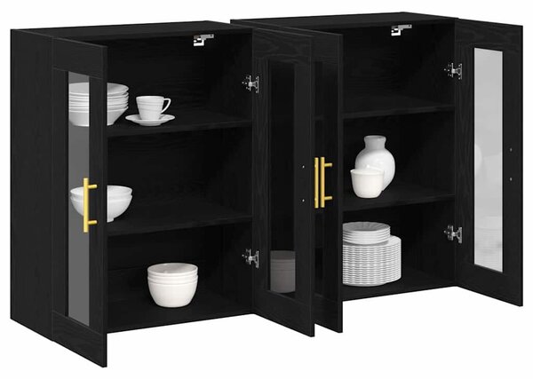 VidaXL Fali Szekrények 2 db Fekete tölgy 69,5 x 34 x 90 cm Szerelt Fa