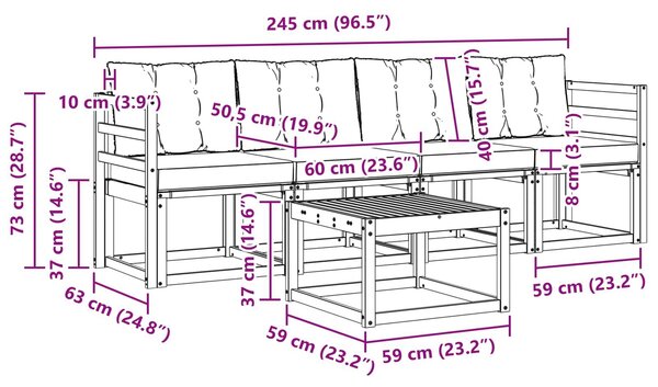 VidaXL Kültéri kanapé szett párnával 5 pcs Természetes és bézs