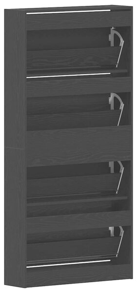 VidaXL Cipőszekrény tárolóval Musta tammi 80 x 21 x 163.5 cm Faanyag