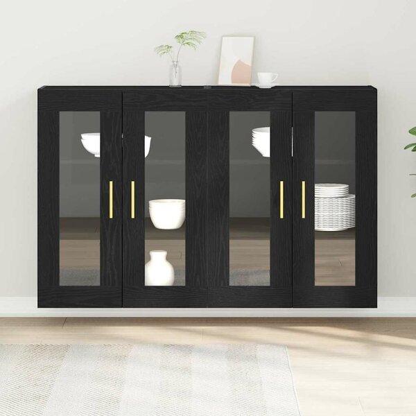 VidaXL Fali Szekrények 2 db Fekete tölgy 69,5 x 34 x 90 cm Szerelt Fa