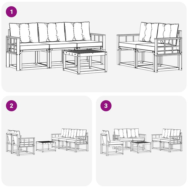 VidaXL Kültéri kanapé szett párnával 6 pcs Fehér és Világosszürke